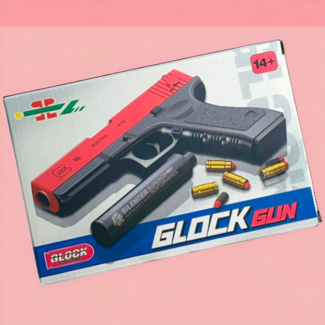 Glock 18 Soft Bullet Toy Gun with Silencer Attachments - Realistic Shell Ejecting Foam Blaster with Dummy Bullets, Educational Model Pistol for Teens Aged 14+