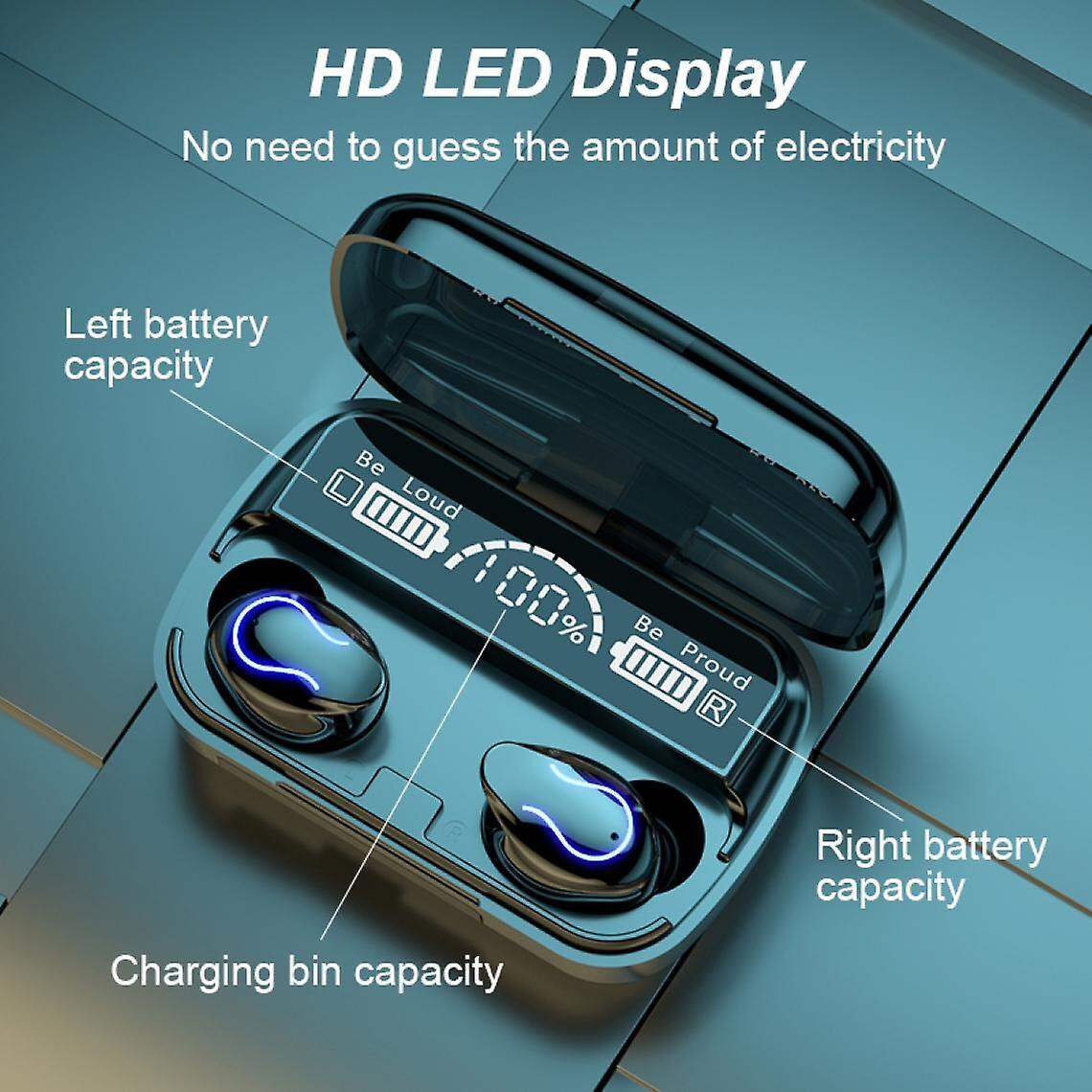 M10 TWS Bluetooth 5.1 Earphones 2400mAh