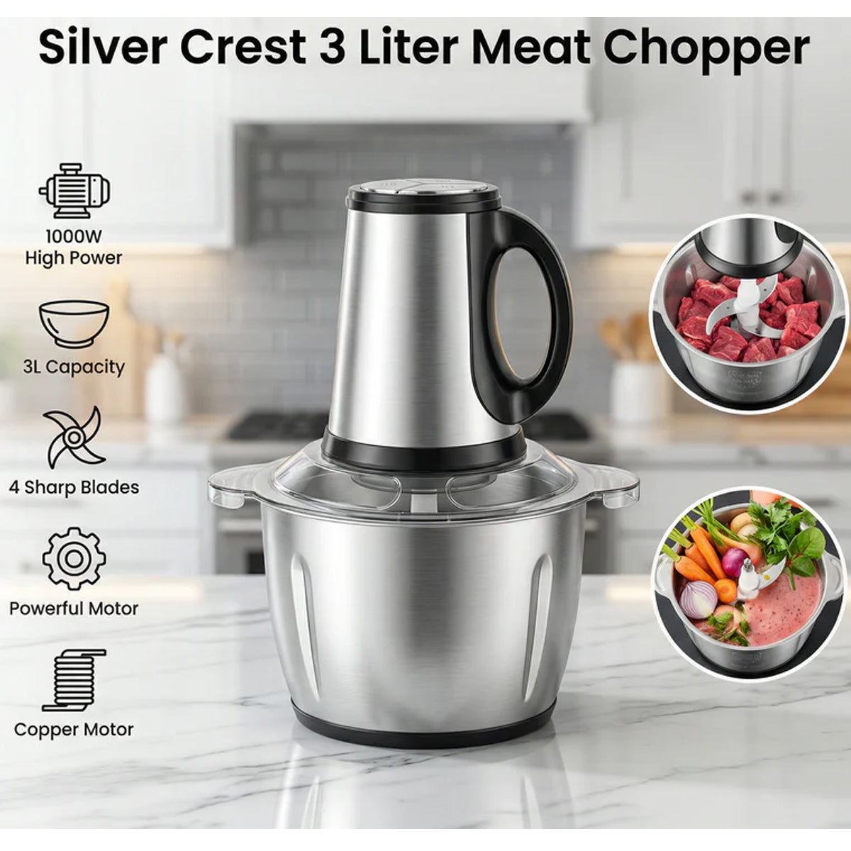 Electric Meat chopper Silver Crest 3 liters
